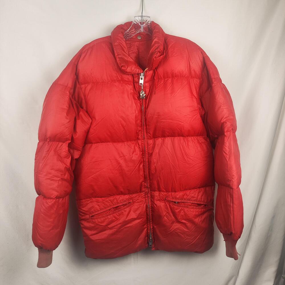 Vintage Comfy Jacket Mens XL Red Goose Down Puffer Nylon Full Zip USA 70s